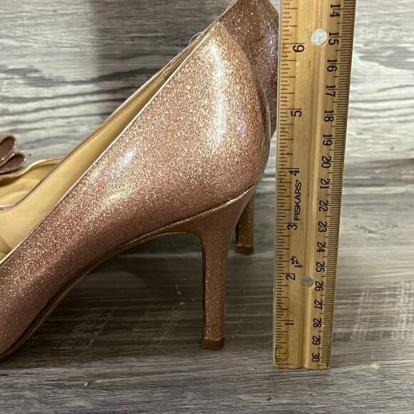 Kate Spade Womens Krysta Bow Pump Pink Glitter Patent Leather Heels 9 - Picture 3 of 15